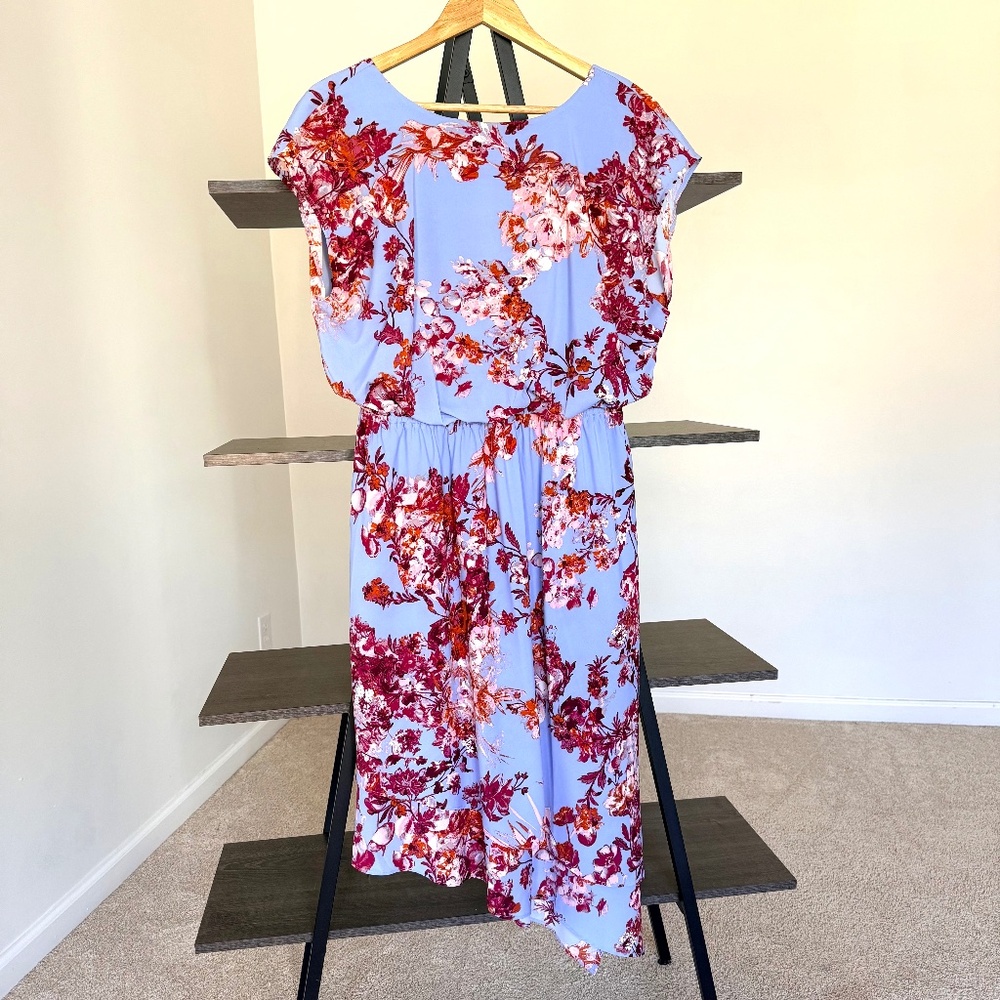 Soma Periwinkle Floral Asymmetrical Dress Size M NWT Style 570260521 Lined